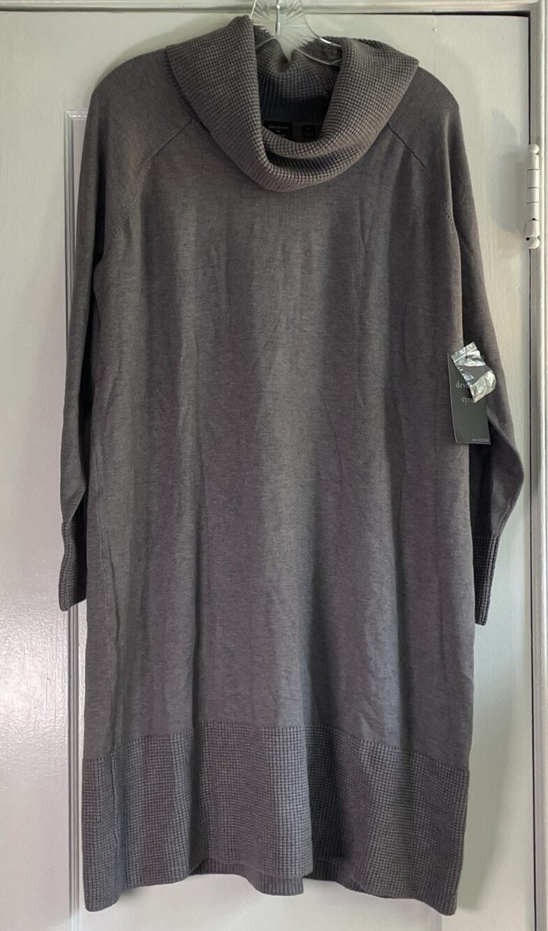 Cyrus Cowl Neck Long Sleeve Sweater Dress Sz 1X Heather Gray NWT
